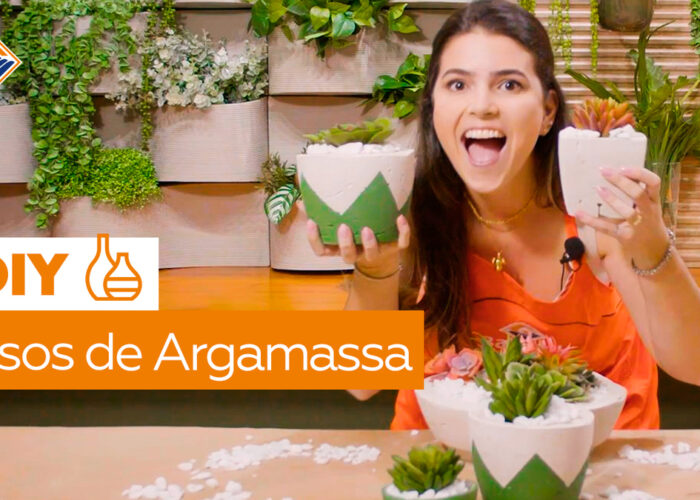 DIY_Como fazer vaso de argamassa - passo a passo